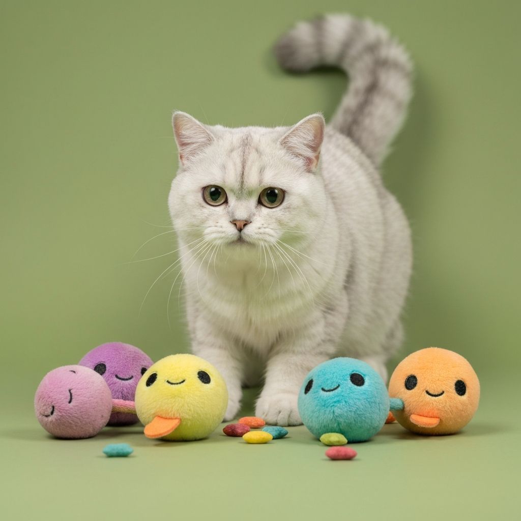 Довольная кошка с игрушками из Lapki Box